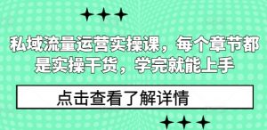 私域流量运营实操课,每个章节都是实操干货,学完就能上手-副业网创