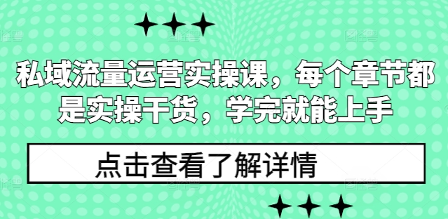 私域流量运营实操课，每个章节都是实操干货，学完就能上手-副业网创