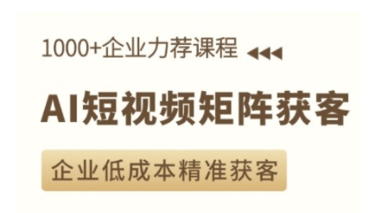 AI短视频矩阵获客实操课，企业低成本精准获客-副业网创