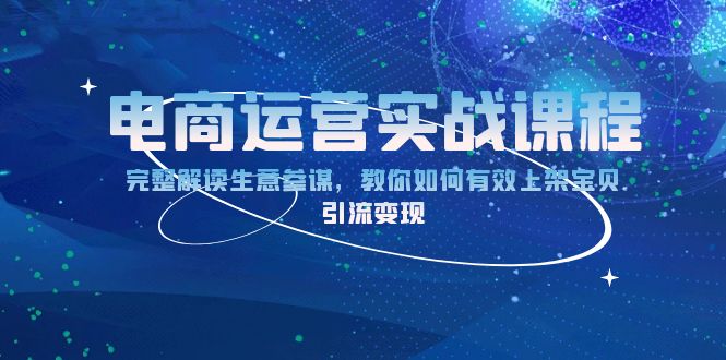 电商运营实战课程：完整解读生意参谋，教你如何有效上架宝贝，引流变现-副业网创