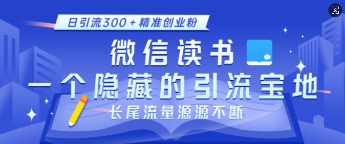 微信读书，一个隐藏的引流宝地，不为人知的小众打法，日引流300+精准创业粉，长尾流量源源不断-副业网创