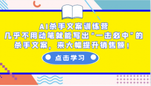 AI杀手文案训练营：几乎不用动笔就能写出“一击必中”的杀手文案，来大幅提升销售额！-副业网创