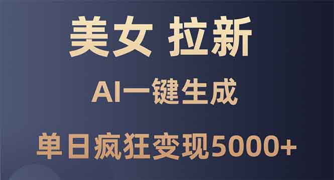 美女暴力拉新，通过AI一键生成，单日疯狂变现5000+，纯小白一学就会！-副业网创