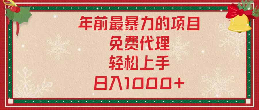 年前最暴力的项目，免费代理，轻松上手，日入1000+-副业网创