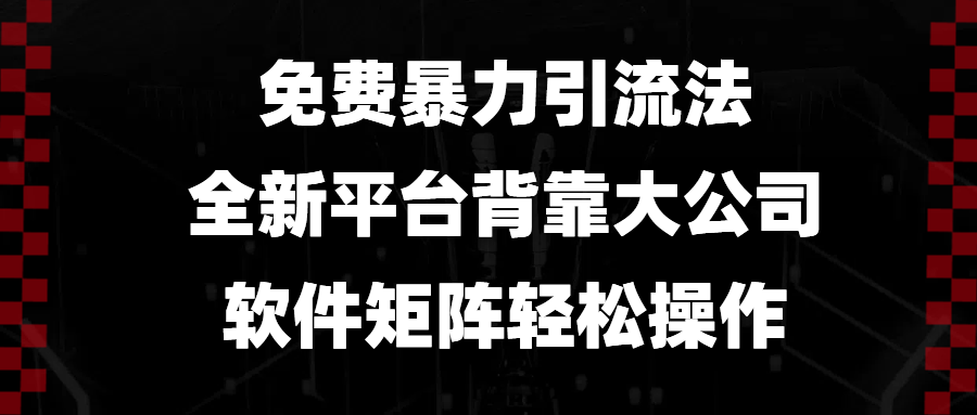 免费暴力引流法，全新平台，背靠大公司，软件矩阵轻松操作-副业网创