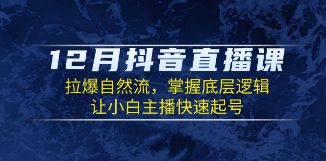 12月抖音直播课：拉爆自然流，掌握底层逻辑，让小白主播快速起号-副业网创