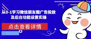 从0-1学习微信朋友圈广告投放及后台功能设置实操-副业网创