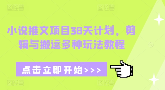 小说推文项目38天计划，剪辑与搬运多种玩法教程-副业网创