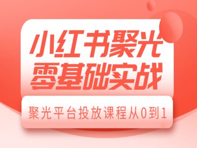 小红书聚光零基础实战，聚光平台投放课程从0到1-副业网创