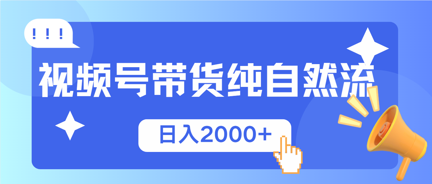 视频号带货，纯自然流，起号简单，爆率高轻松日入2000+-副业网创