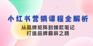 小红书营销课程全解析，从品牌矩阵到爆款笔记，打造品牌霸屏之路-副业网创