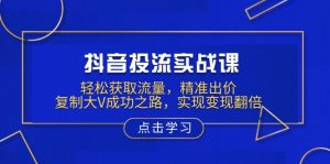 抖音投流实战课，轻松获取流量，精准出价，复制大V成功之路，实现变现翻倍-副业网创