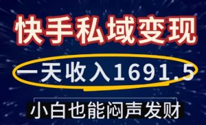 一天收入1691.5,快手私域变现,小白也能闷声发财-副业网创