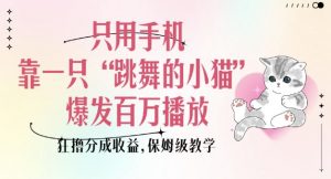 只用手机靠一只“跳舞的小猫”爆发百万播放，狂撸分成收益，保姆级教学-副业网创