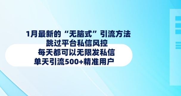 1月最新的无脑式引流方法，跳过平台私信风控，每天都可以无限发私信，单天引流500+精准用户-副业网创