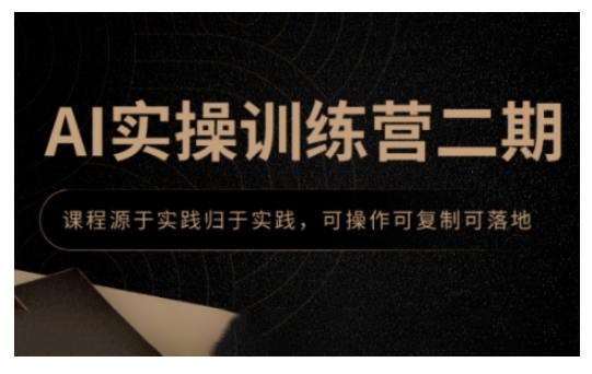 AI实操训练营二期，课程源于实践归于实践，可操作可复制可落地-副业网创