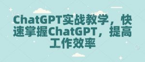 ChatGPT实战教学,快速掌握ChatGPT,提高工作效率-副业网创