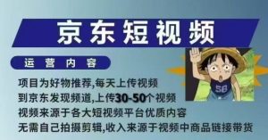 京东短视频带货课,无需自己拍摄剪辑,保姆式教学,两天快速上手-副业网创