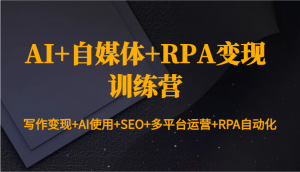 AI+自媒体+RPA变现训练营:写作变现+AI使用+SEO+多平台运营+RPA自动化-副业网创