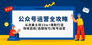 公众号运营全攻略:从流量主到10w+爆款打造,领域选择/选题技巧/账号运营-副业网创