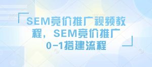 SEM竞价推广视频教程，SEM竞价推广0-1搭建流程-副业网创