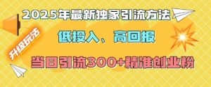2025年最新独家引流方法，低投入高回报？当日引流300+精准创业粉-副业网创