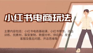 小红书电商玩法：带货/选品/找素材/裂变/数据分析/供应商/发货/售后/开店思维等-副业网创