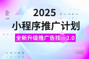 2025小程序推广计划，全新升级撸广告挂JI2.0玩法，日入多张，小白可做【揭秘】-副业网创