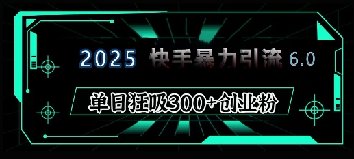 2025年快手6.0保姆级教程震撼来袭，单日狂吸300+精准创业粉-副业网创