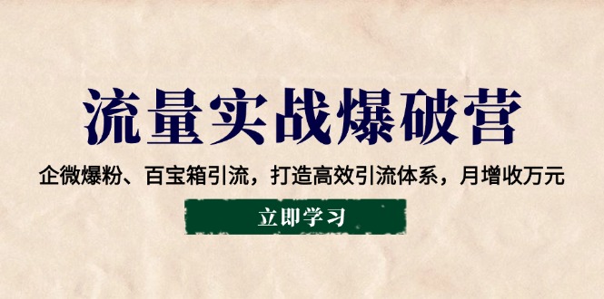 流量实战爆破营：企微爆粉、百宝箱引流，打造高效引流体系，月增收万元-副业网创