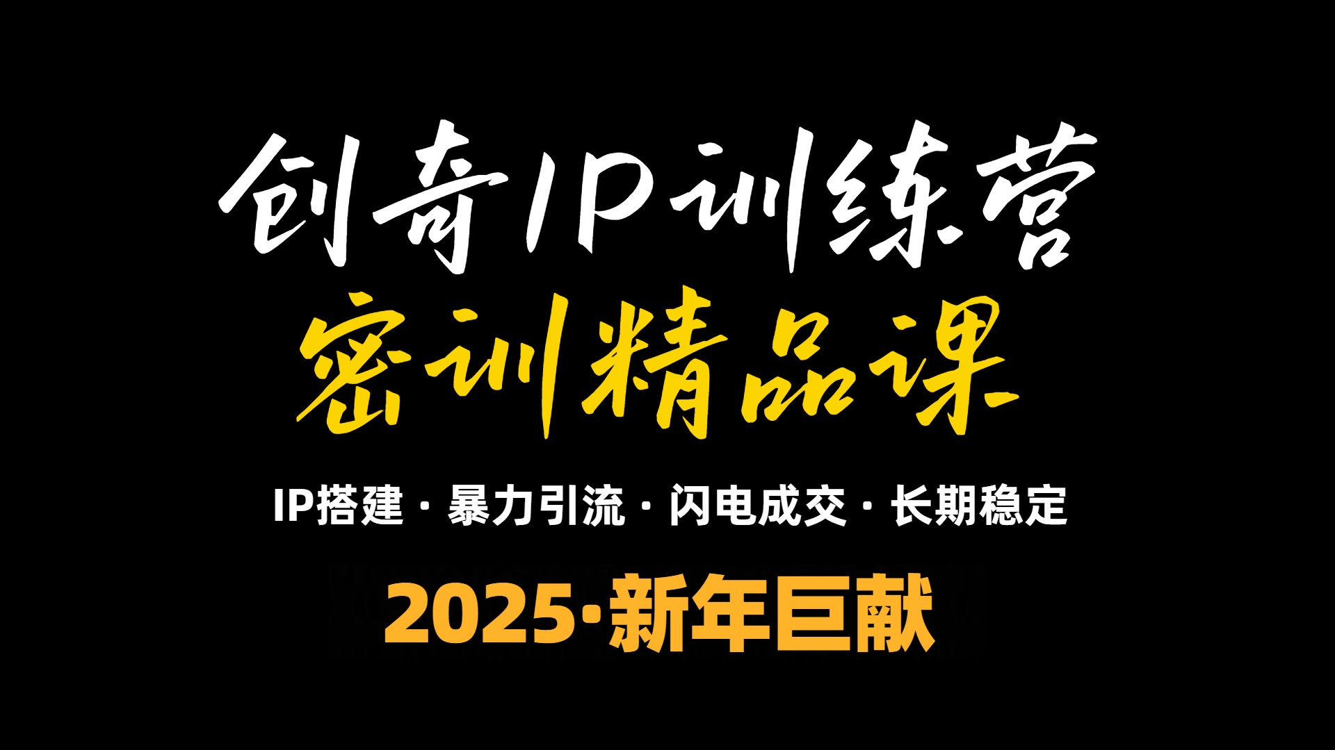 2025年“知识付费IP训练营”小白避坑年赚百万，暴力引流，闪电成交-副业网创