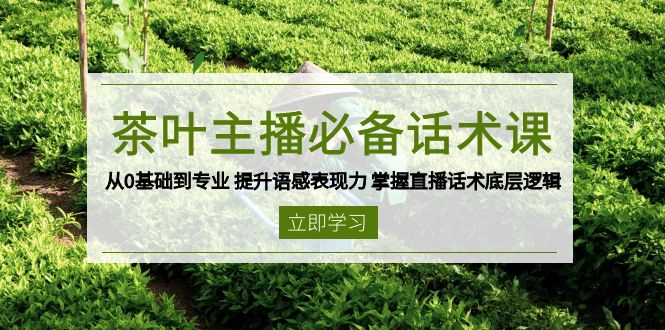 茶叶 主播必备话术课 从0基础到专业 提升语感表现力 掌握直播话术底层逻辑-副业网创