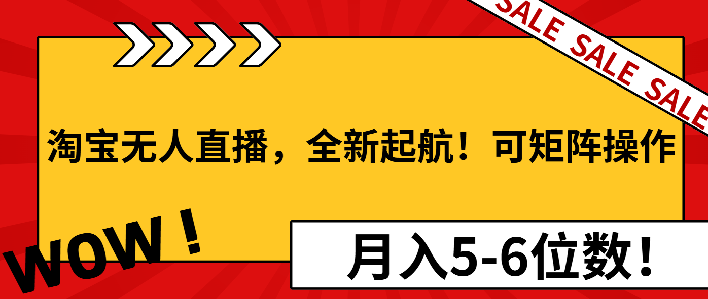 淘宝无人直播，全新起航！可矩阵操作，月入5-6位数！-副业网创