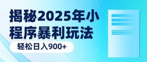 揭秘2025年小程序暴利玩法：轻松日入900+-副业网创