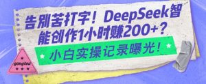 告别苦打字!DeepSeek智能创作1小时入2张?小白实操记录曝光-副业网创