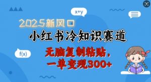 2025新风口,小红书冷知识赛道,无脑复制粘贴,一单变现300+-副业网创