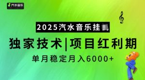 2025汽水音乐挂JI,独家技术,项目红利期,稳定月入5k【揭秘】-副业网创