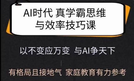Ai时代真学霸思维与学习方法课，有格局且接地气，家庭教育有力参考-副业网创