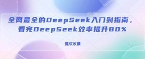 全网最全的DeepSeek入门到指南,看完DeepSeek效率提升80%(建议收藏)-副业网创