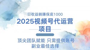 2025视频号代运营 日躺赚1000＋ 只需提供账号-副业网创