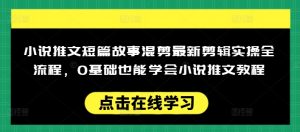 小说推文短篇故事混剪最新剪辑实操全流程，0基础也能学会小说推文教程，肯干多发日入多张-副业网创