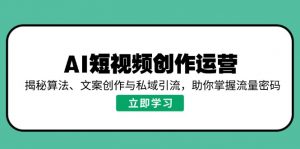AI短视频创作运营，揭秘算法、文案创作与私域引流，助你掌握流量密码-副业网创