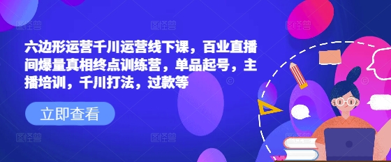 六边形运营千川运营线下课，百业直播间爆量真相终点训练营，单品起号，主播培训，千川打法，过款等-副业网创