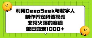 利用DeepSeek与数字人制作养宠科普视频，非常火爆的赛道，单日变现多张-副业网创