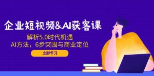 企业短视频&AI获客课：解析5.0时代机遇，AI方法，6步突围与商业定位-副业网创