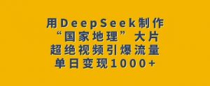 用DeepSeek制作“国家地理”大片，超绝视频引爆流量，单日变现多张-副业网创