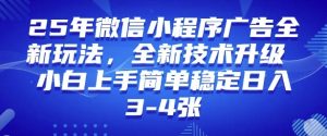 2025年微信小程序最新玩法纯小白易上手,稳定日入多张,技术全新升级【揭秘】-副业网创