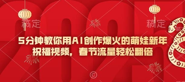 5分钟教你用AI创作爆火的萌娃新年祝福视频，春节流量轻松翻倍-副业网创