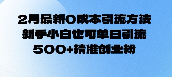 2月最新0成本引流方法，新手小白也可单日引流500+精准创业粉-副业网创