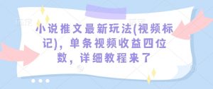小说推文最新玩法(视频标记)，单条视频收益四位数，详细教程来了-副业网创